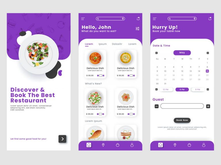 Premium Vector | Set of profile mobile screens with ui for different apps